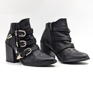 Baske California Roscoe Black Leather Ankle Boots with Buckle Straps 8.5
